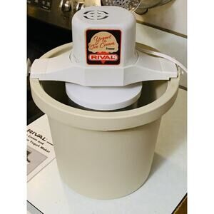 Vintage USA Rival Ice Cream & Yogurt Freezer Peach 4 Quart Electric #8401 As Is